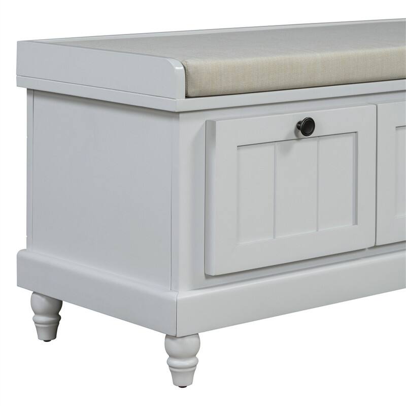 Alt View 7. HTUTWOO - Shoe Storage Bench for Living Room Entryway Hallways - Bench with Cushion and Three Drawers,Fluted Entryway Bench - Light Gray.
