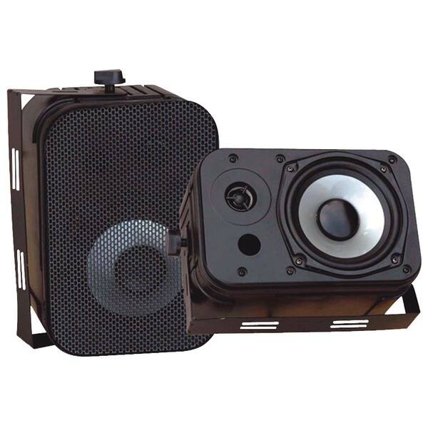Front. Pyle - Pyle PDWR40B 5.25" 300 Watt Dual Waterproof Wall/Ceiling Outdoor Speaker (Black, Pair) - Black.