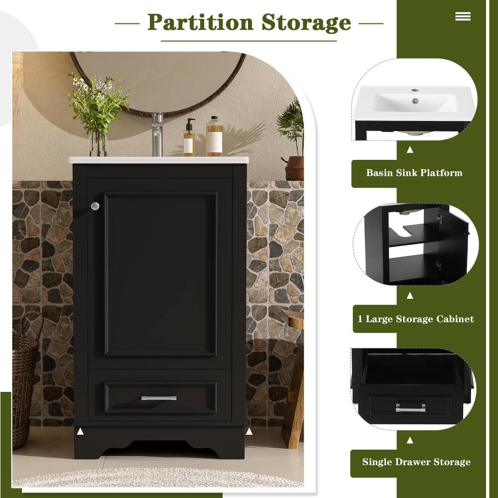 - Partition Storage
- Basin Sink Platform
- 1 Large Storage Cabinet
- Single Drawer Storage
