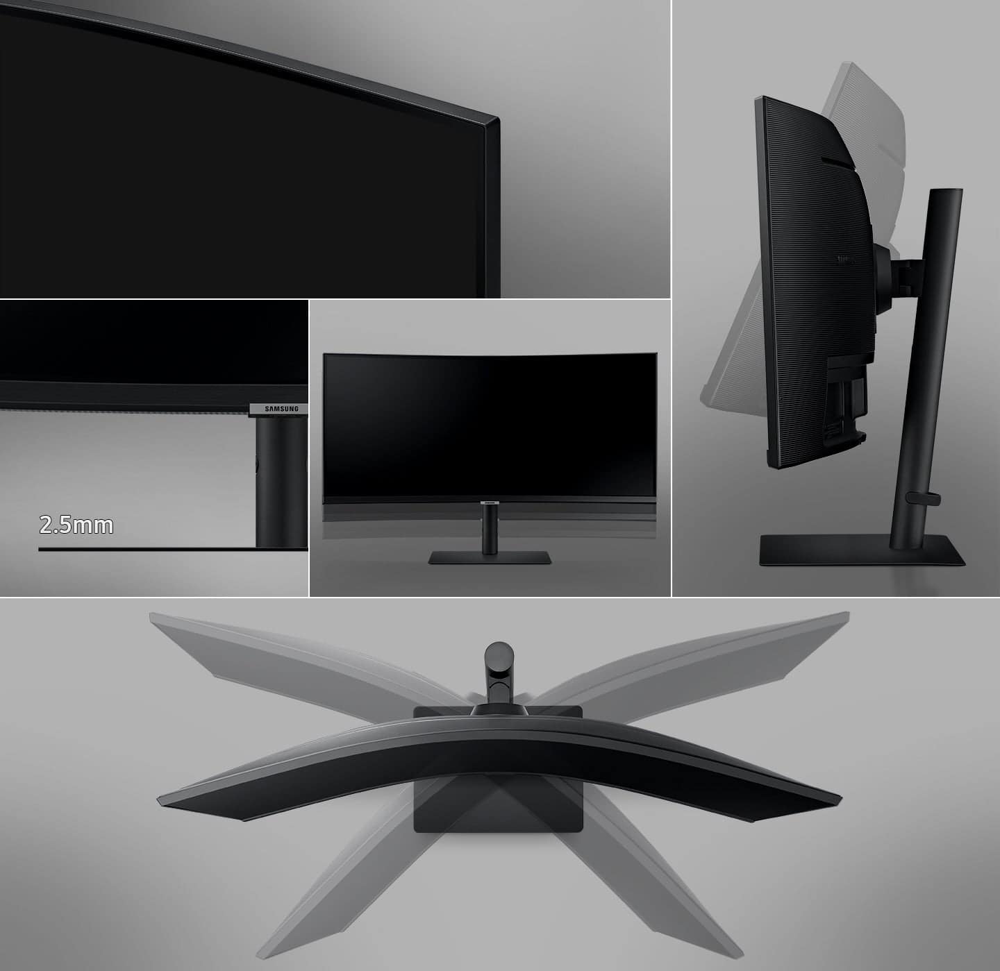 Alt View 30. Samsung - ViewFinity S6 34" Ultra Wide 1000R Curved QHD FreeSync Monitor with HDR10 (DisplayPort, HDMI, USB, USB-C) - Black.