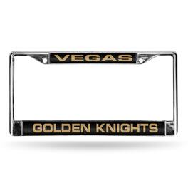 Rico Industries - Las Vegas Golden Knights NHL Chrome Metal Laser Cut License Plate Frame - Multi