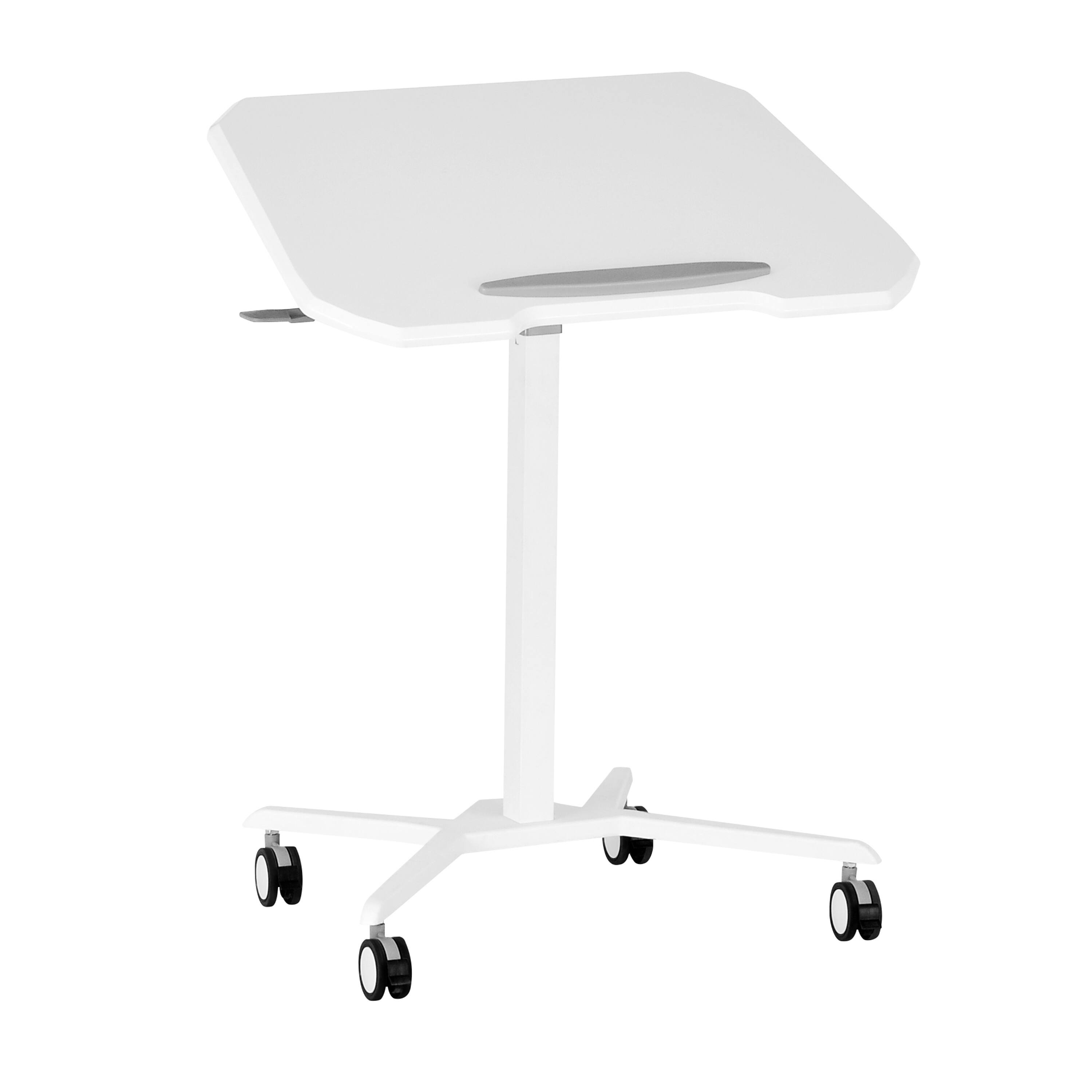 Alt View 7. Spaco - Spaco Mobile Sit Stand Laptop Desk with Pneumatic Lift, Adjustable Height and Tilt, Safety Edge, 4 Locking Casters - White.