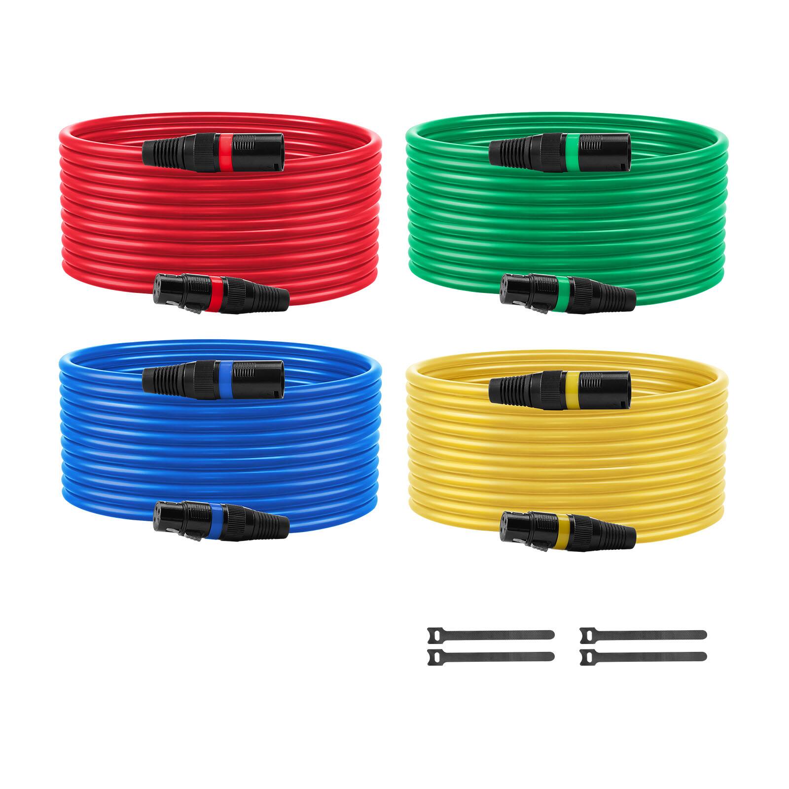 Alt View 4. VEVOR - XLR Cable 25 ft, 4 Pack, Shielded Balanced DMX Male to Female Microphone Cables, 3-Pin XLR Mic Speaker Cord Wires - Colorful.