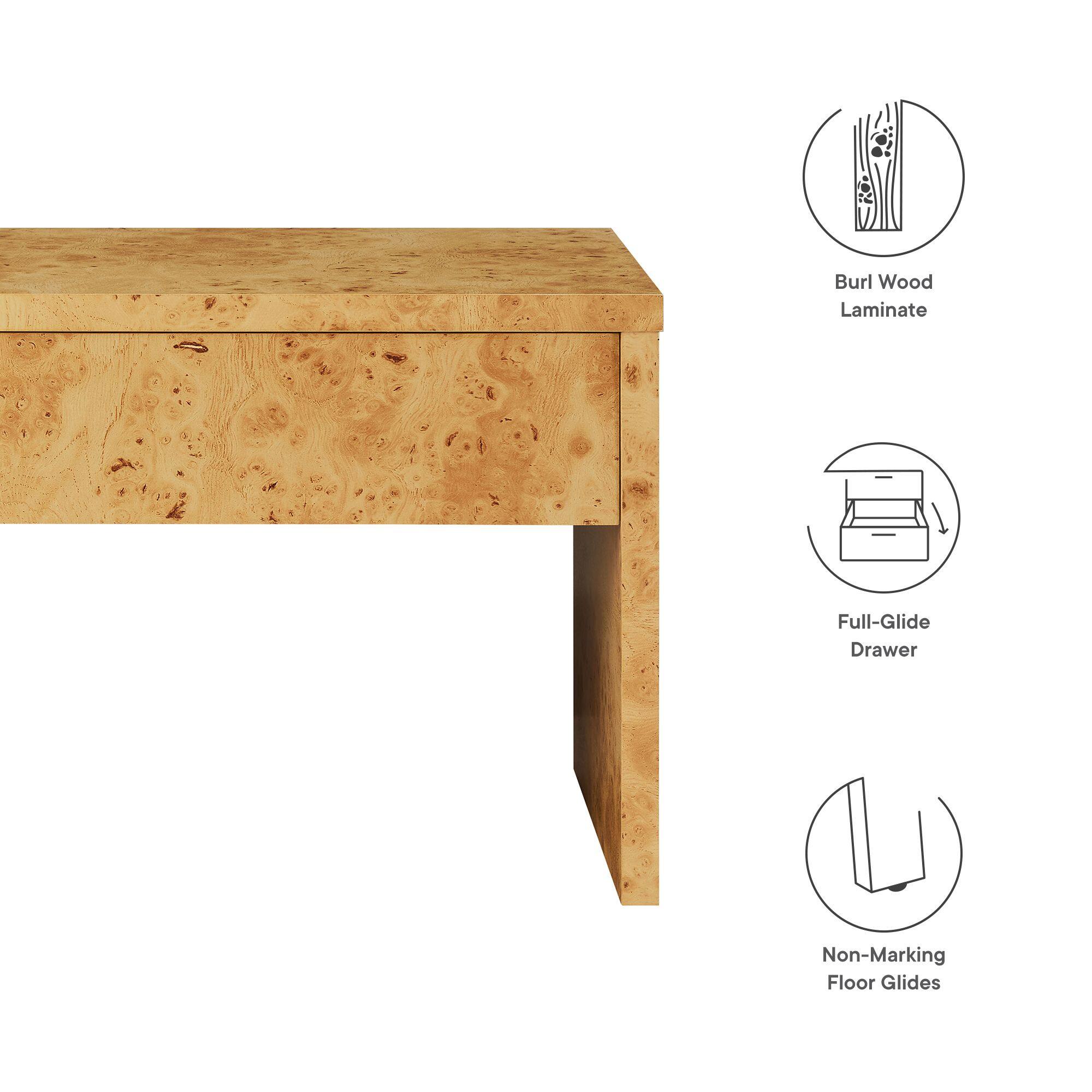 Burl Wood Laminate  
Full-Glide Drawer  
Non-Marking Floor Glides