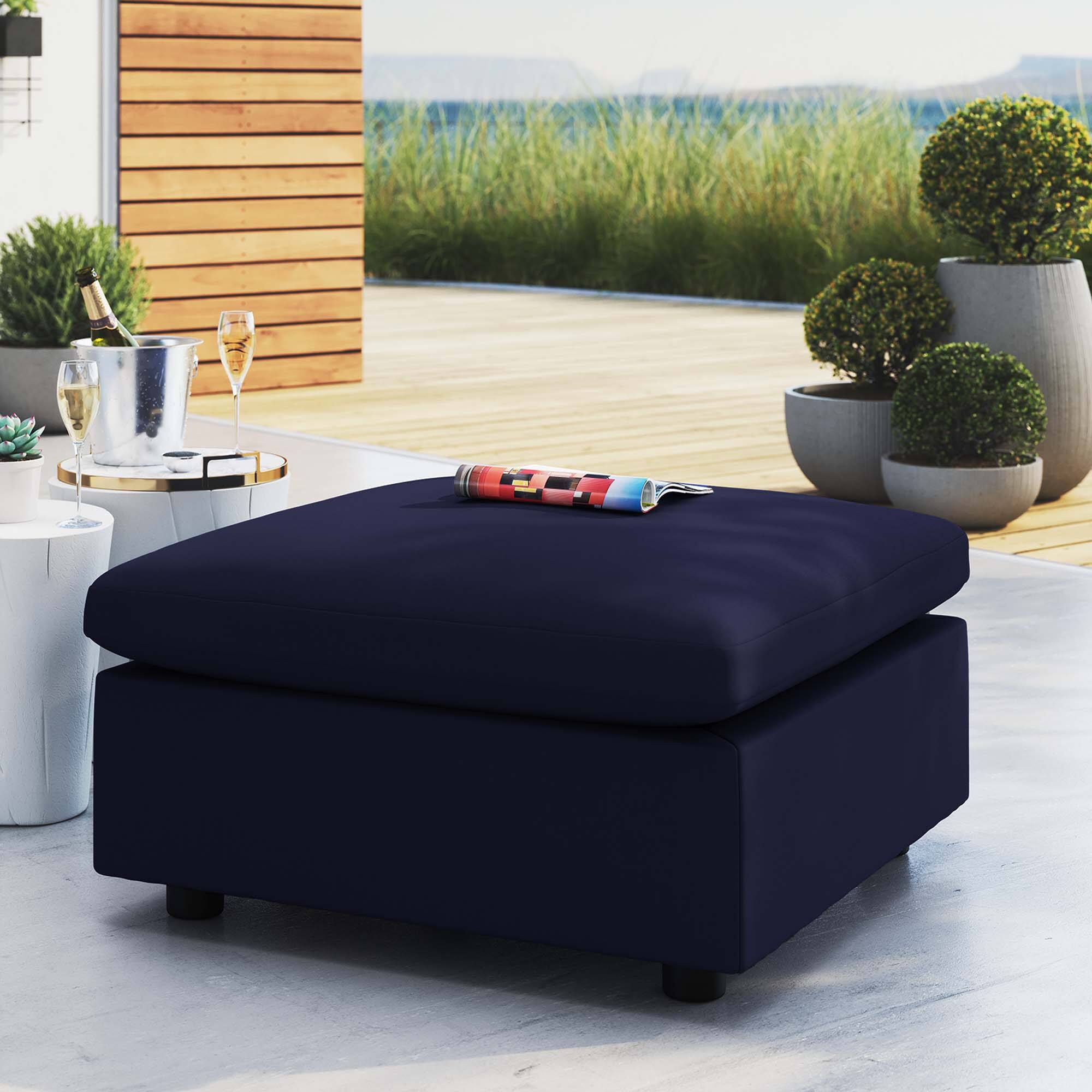 Commix Sunbrella® Outdoor Patio Ottoman by Modway - Navy