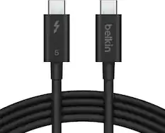 Front. Belkin - 3.3ft USB-C Thunderbolt 5 Cable w/ 240W Power Delivery, Bandwidth Boost Up to 120Gbps, and 4K UHD Display Resolution - Black.