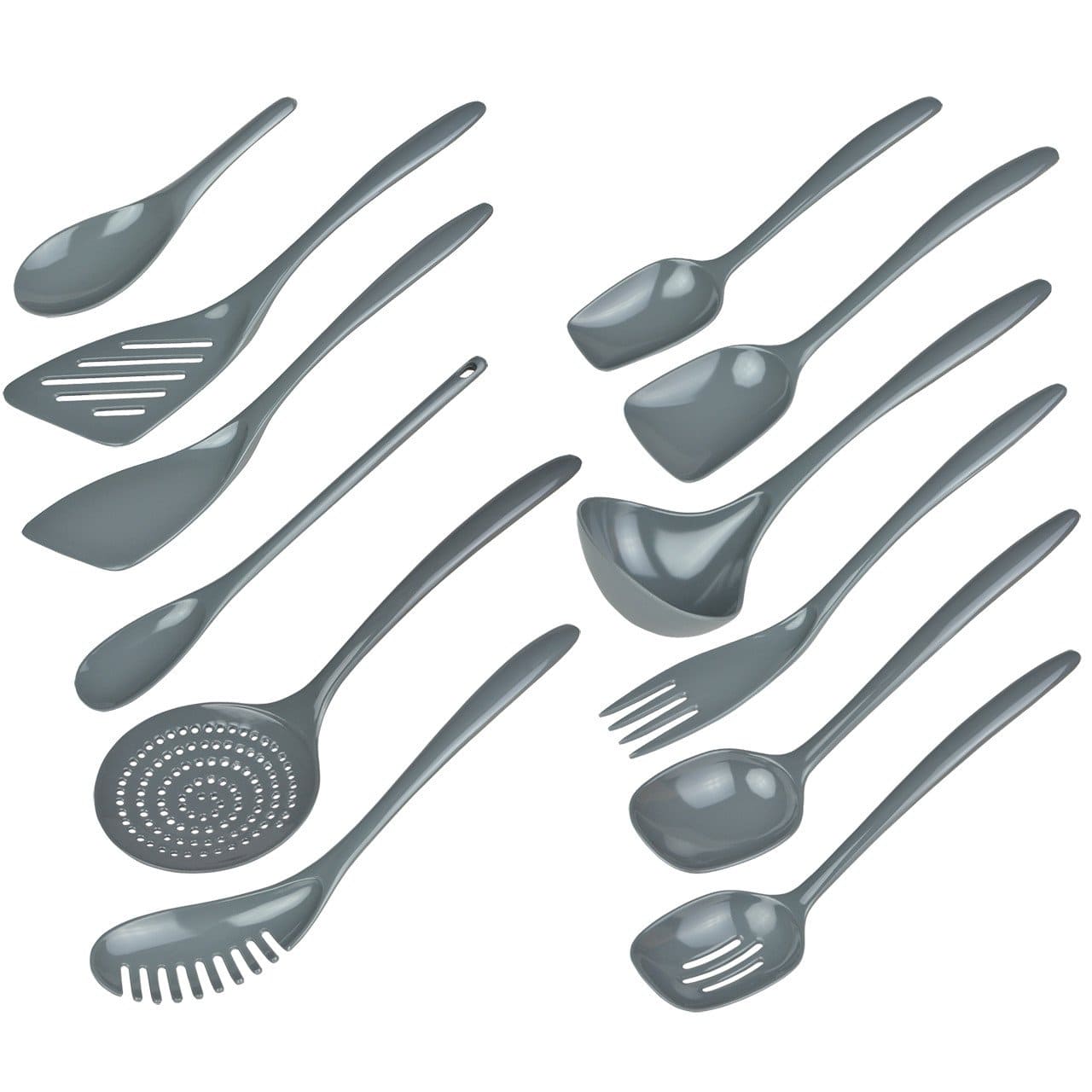 Hutzler - 12 Piece Cook & Serve Melamine Utensil Set - Gray