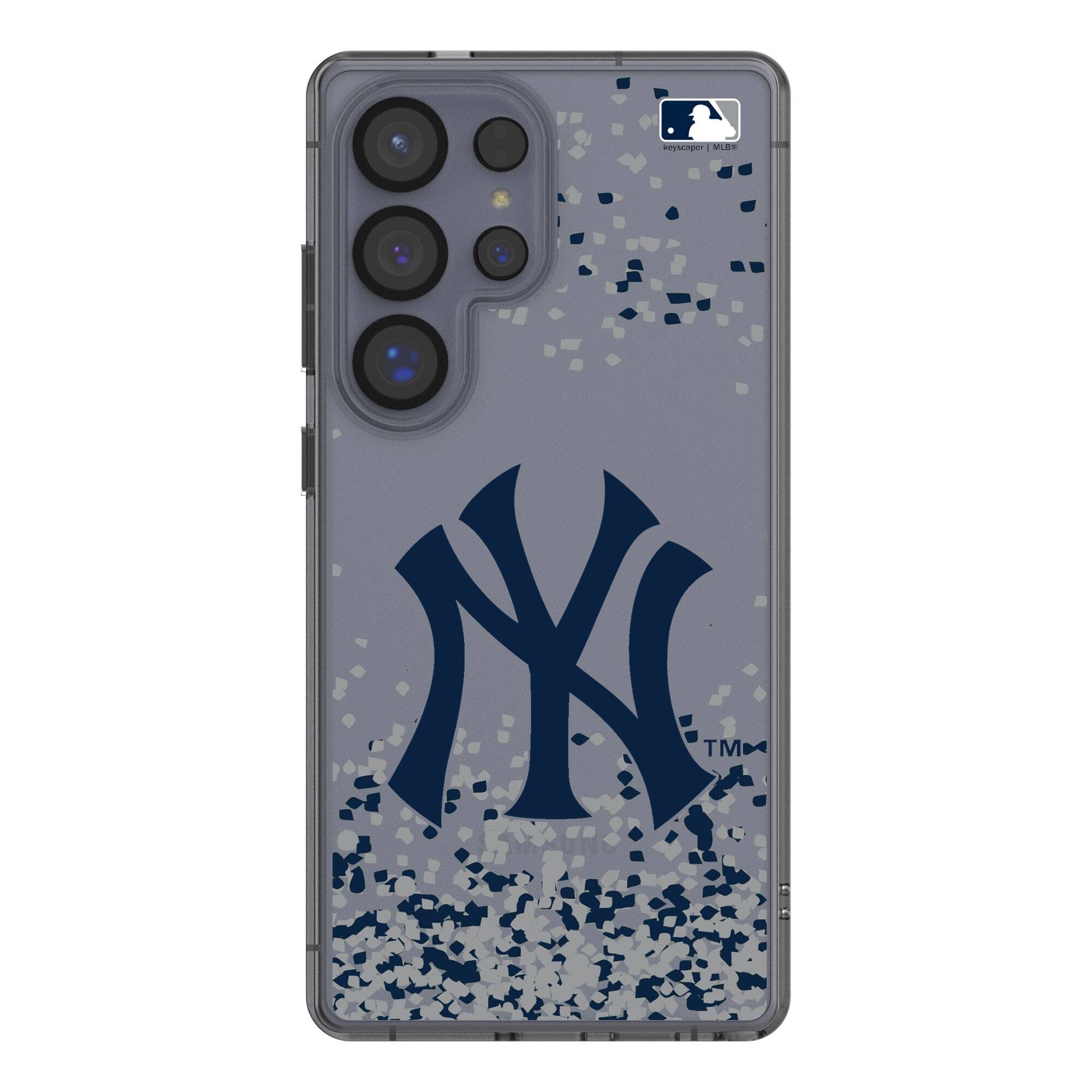 Front. Keyscaper - New York Yankees Galaxy S8 Confetti Design Clear Case - S22 - Multicolor.