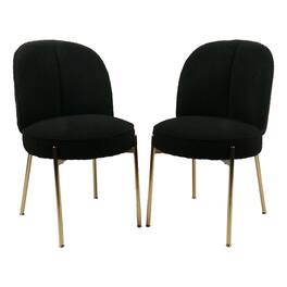 Boyel Living - Teddy Fabric Dinning Chair with Adjustable Foot Nails (Set of 2) - Black
