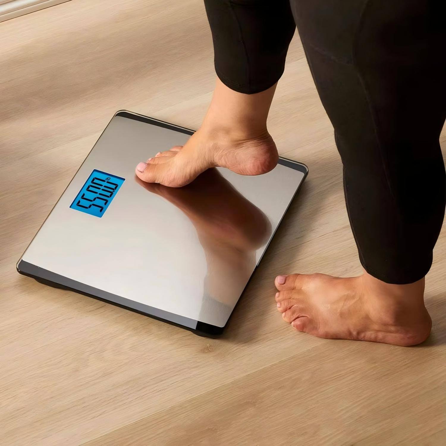 Alt View 2. Luckbyte - 550Lb Digital Bathroom Scale,Extra Wide Platform,Backlit LCD - Silver.