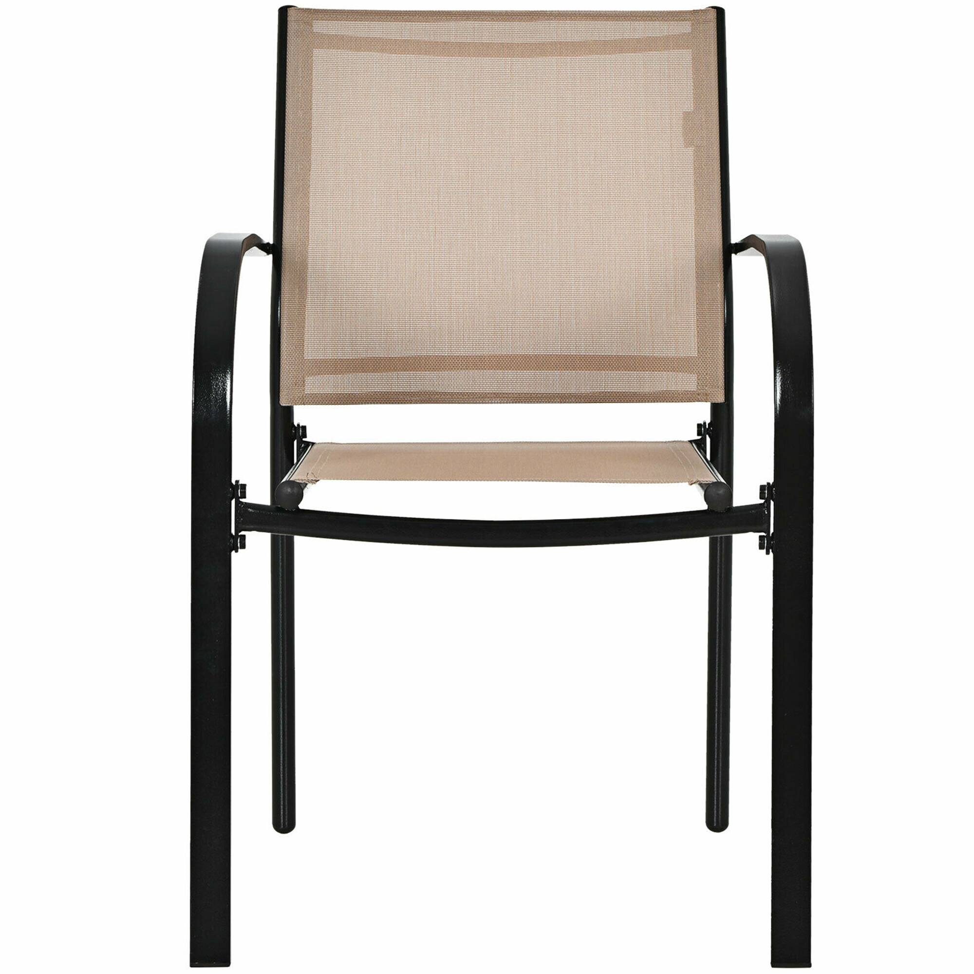 Alt View 8. Gymax - Gymax 4PCS Stackable Patio Dining Chair w/ Steel Frame & Quick-drying Fabric - Brown and black.