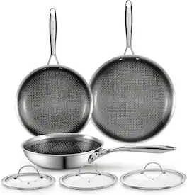 Cooks Standard - Multi-Ply Clad Stainless Steel 6-Piece Fry Pan Set , 8-10.5-12 Inch - Black