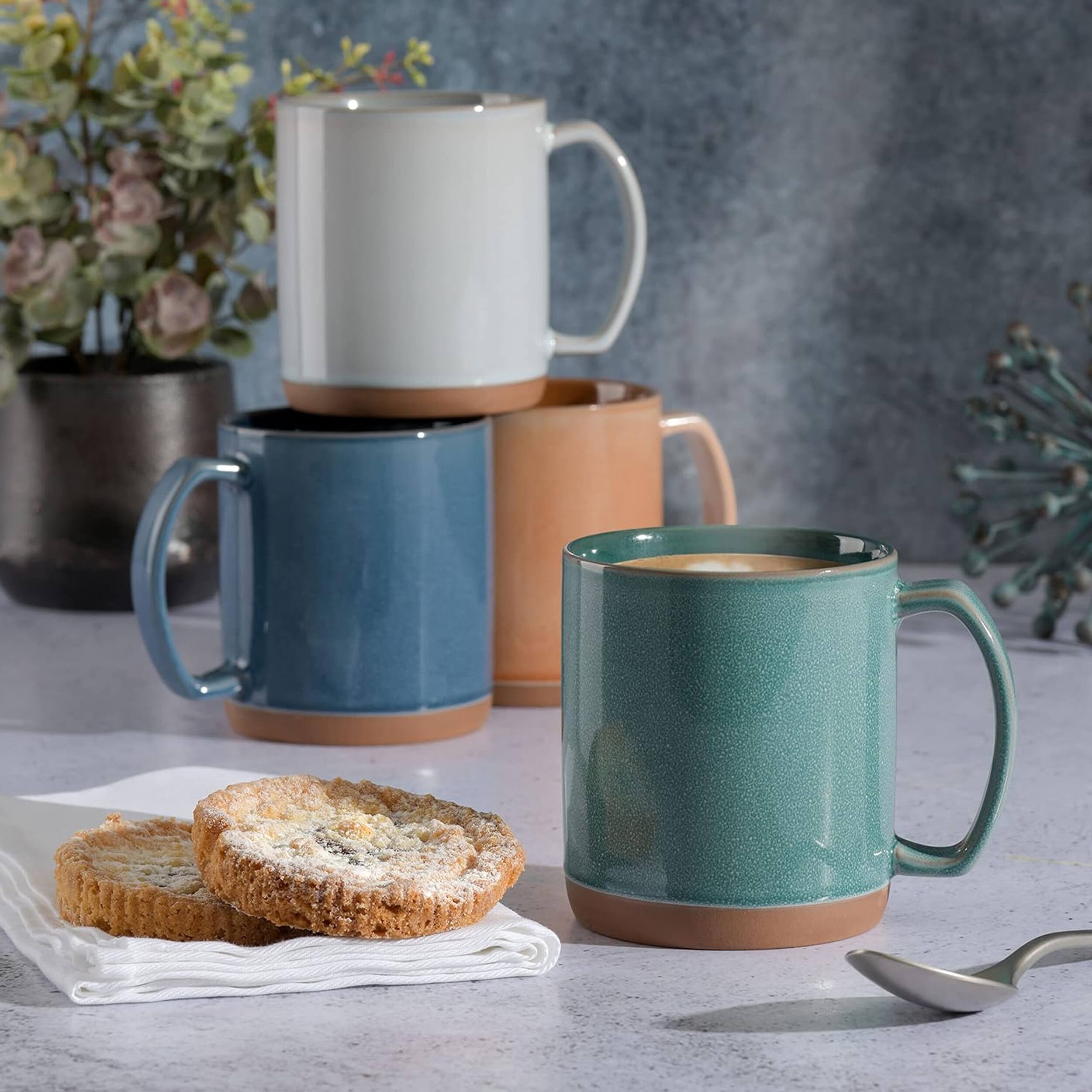 Alt View 3. Mr. Coffee - Mr. Coffee Dorsey 4 Piece 17 Ounce Stoneware Mug Set with Terracotta Base in Assorted Colors - Assorted.