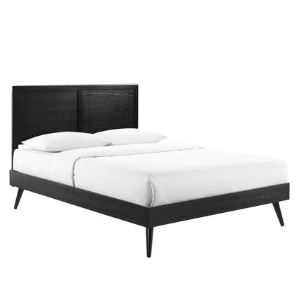 Front. Modway - Marlee Wood Full Platform Bed With Splayed Legs - Blue.