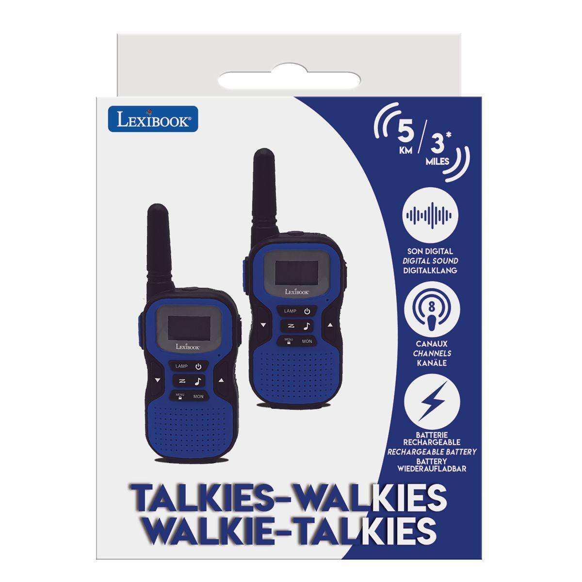 LEXIBOOK 5 * KM 3 MILES SON DIGITAL DIGITAL SOUND DIGITALKLANG LEXIBOOK LAM 8 Lexibook LAM MON CANAUX CHANNELS KANALE - - MON BATTERIE RECHARGEABLE RECHARGEABLE BATTERY BATTERY WIEDER AUFLADBAR TALKIES-WALKIES WALKIE-TALKIES
