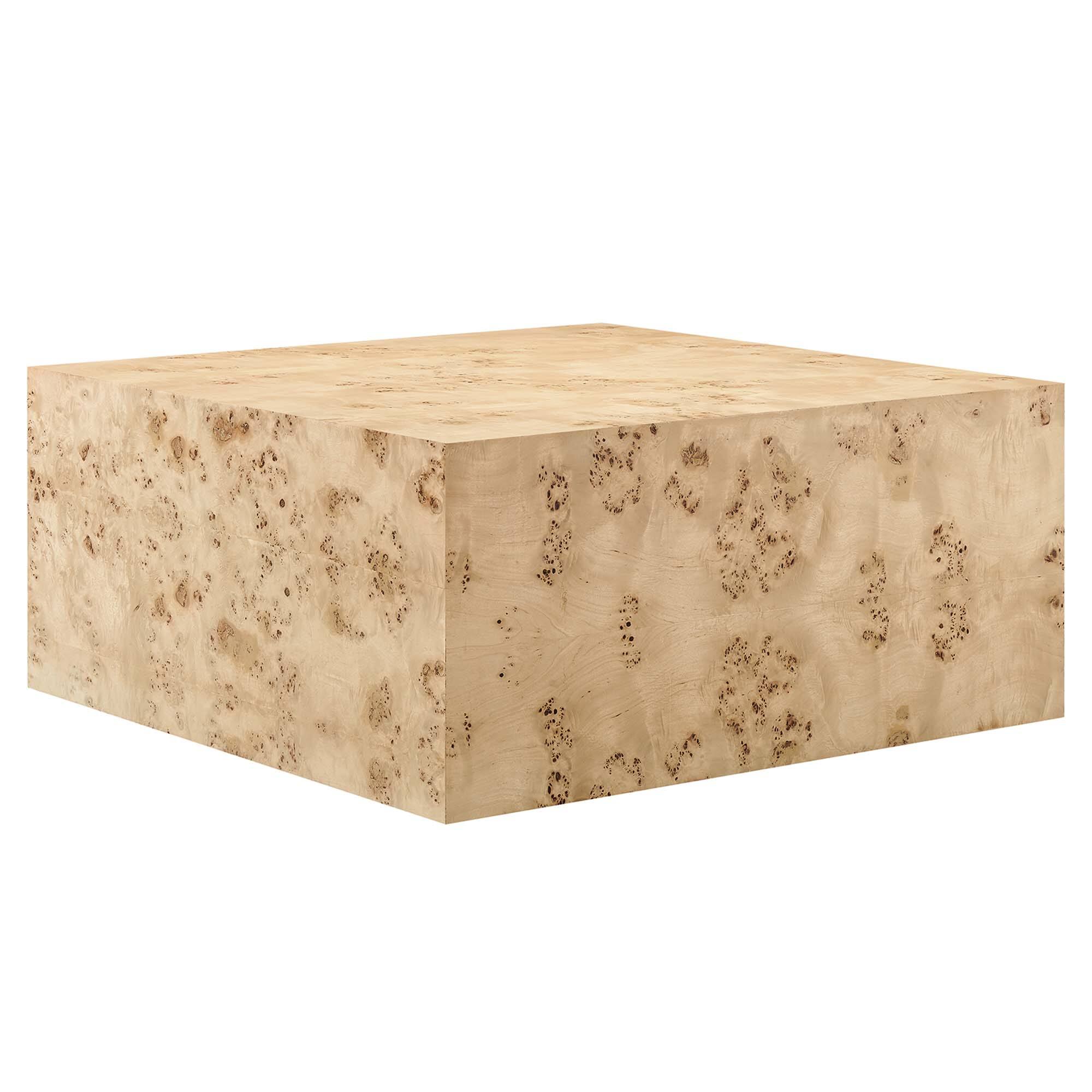 Angle. Modway - Cosmos 36" Square Burl Wood Coffee Table by Modway - Natural Burl.