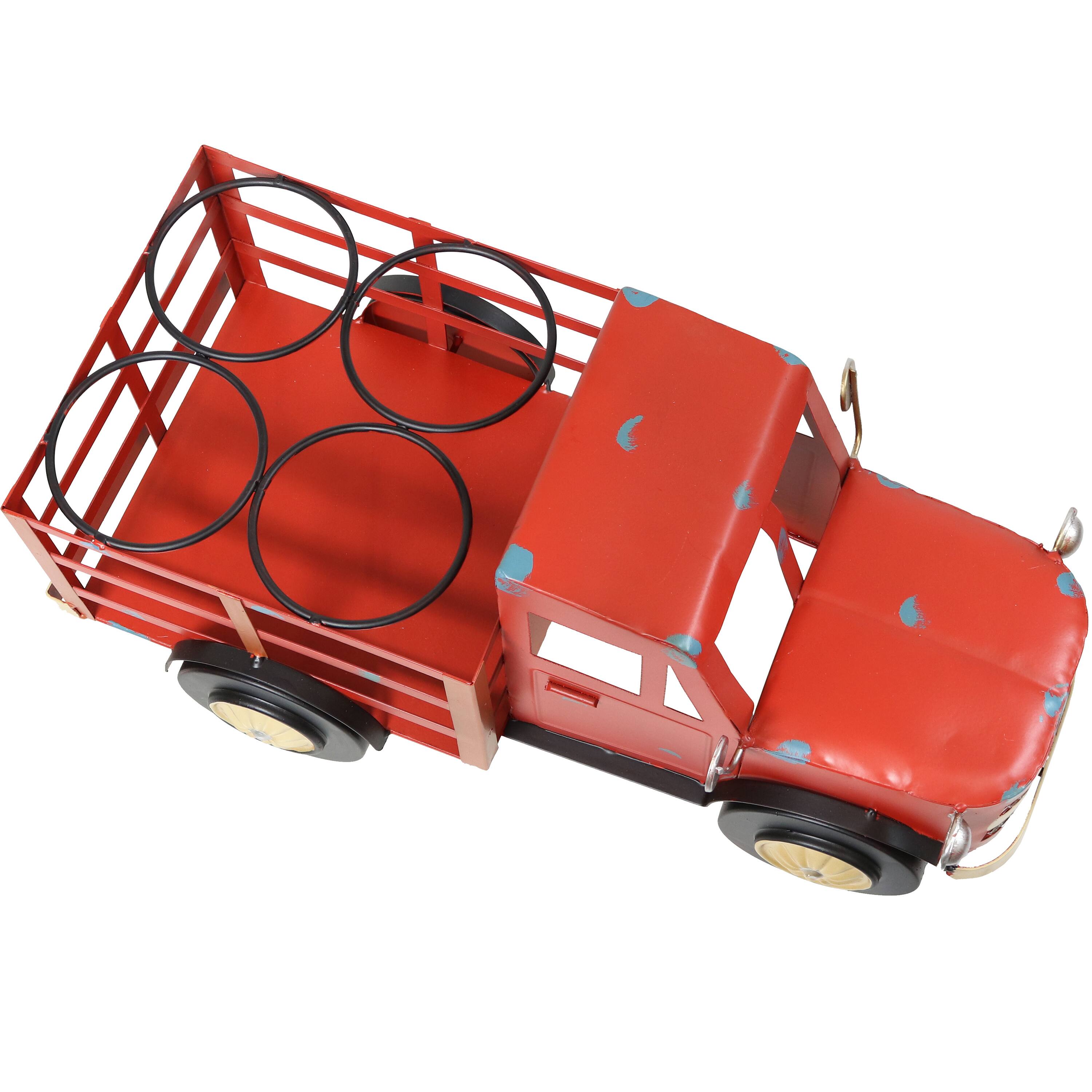 Alt View 5. Sunnydaze - Iron Sheet Truck Convenient Countertop Wine Rack - Red.