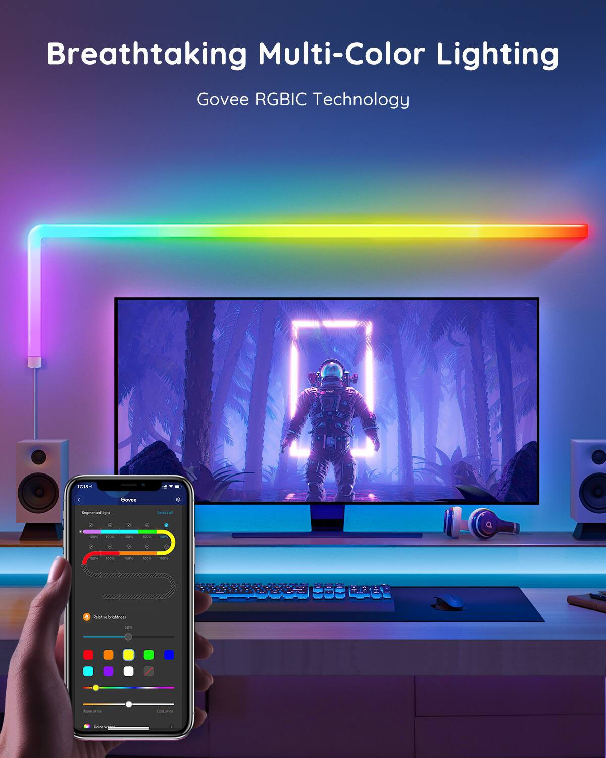 Breathtaking Multi-Color Lighting Govee RGBIC Technology 12:18 - Govee a Sugmartua sa - - - - - - I - - - - - - S Sngnatees 1 - - - - -ad
