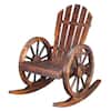 Front. Winado - 37in Wooden Rocking Adirondack Chair Patio Wagon with Wheel Armrest Garden Furniture Fir for Outdoor Country Yard Porch - Carbonized.