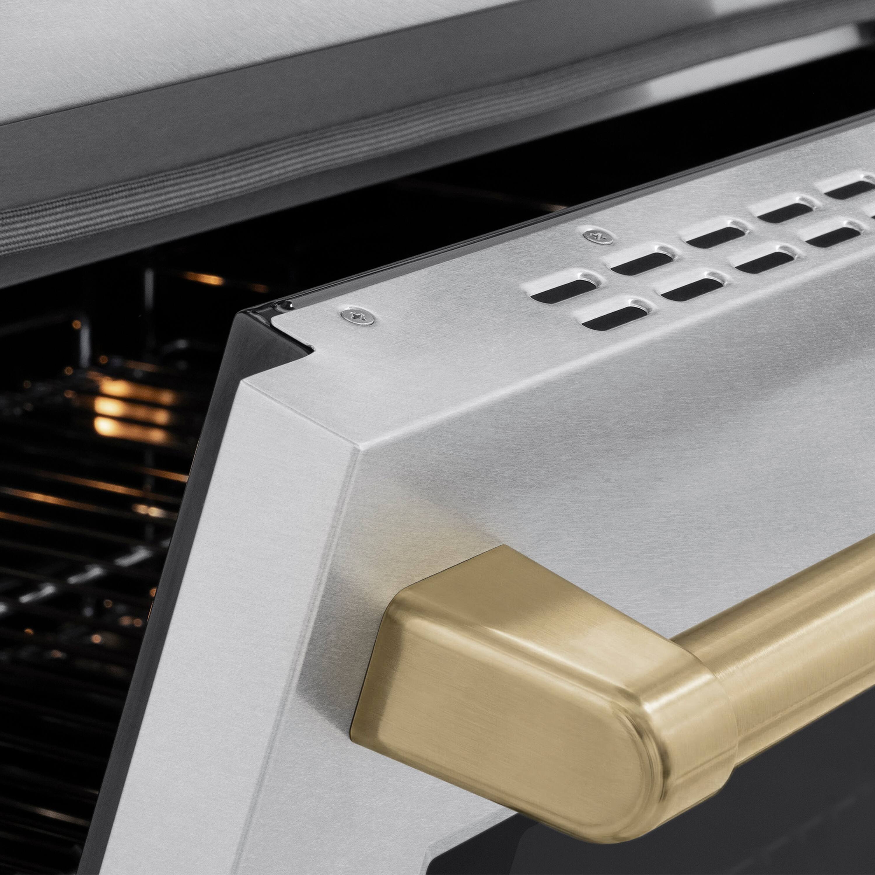 Alt View 7. ZLINE - Autograph 30 in. 4.2 cu. ft. Paramount Freestanding Induction Range with 4 Burners in Satin Steel with Bronze Accents - Satin Stainless Steel.