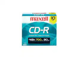 Maxell - 700MB 48X CD-R 10 Packs Slim Jewel Case Media Model 648210 - Silver