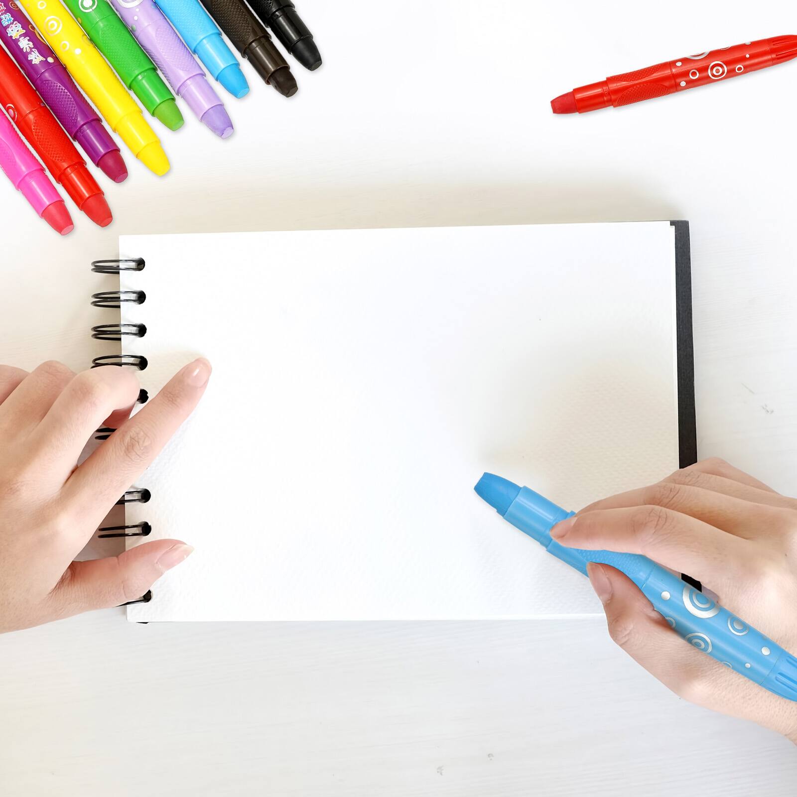 Alt View 4. Unique Bargains - Watercolor Gel Crayon, 6pcs Washable Twist Crayons for Coloring, Drawing, Painting (5.2x0.59in) - White.