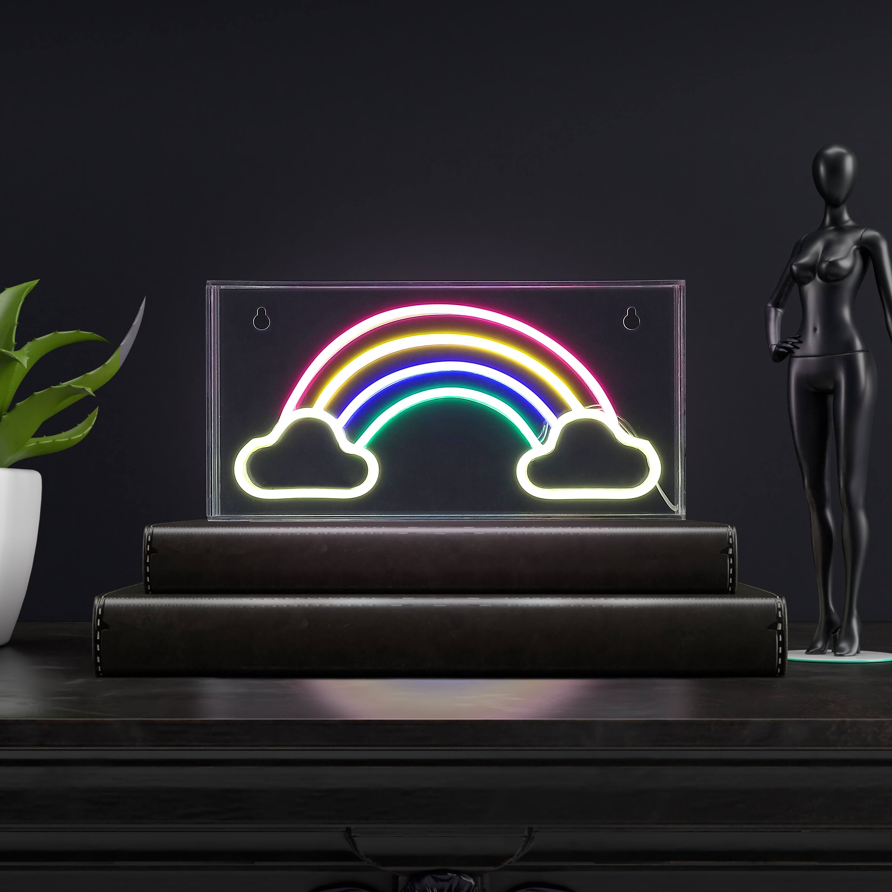 Alt View 1. Jonathan Y - Rainbow 11.75" Contemporary Glam Acrylic Box USB Operated LED Neon Light, Multi-Colored - Multi Color.