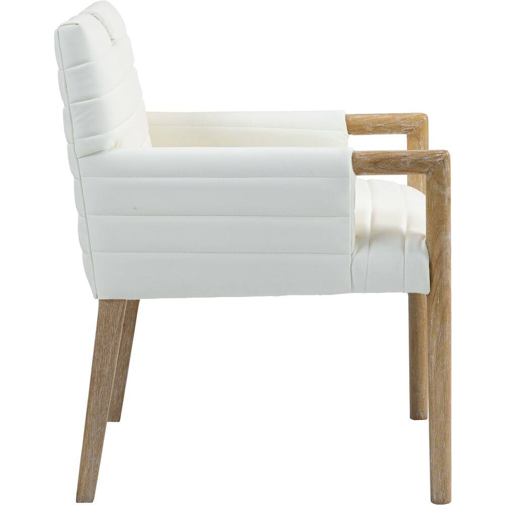 Alt View 3. Meridian Furniture - Aimee Cream Vegan Leather Dining Arm Chair - Beige.