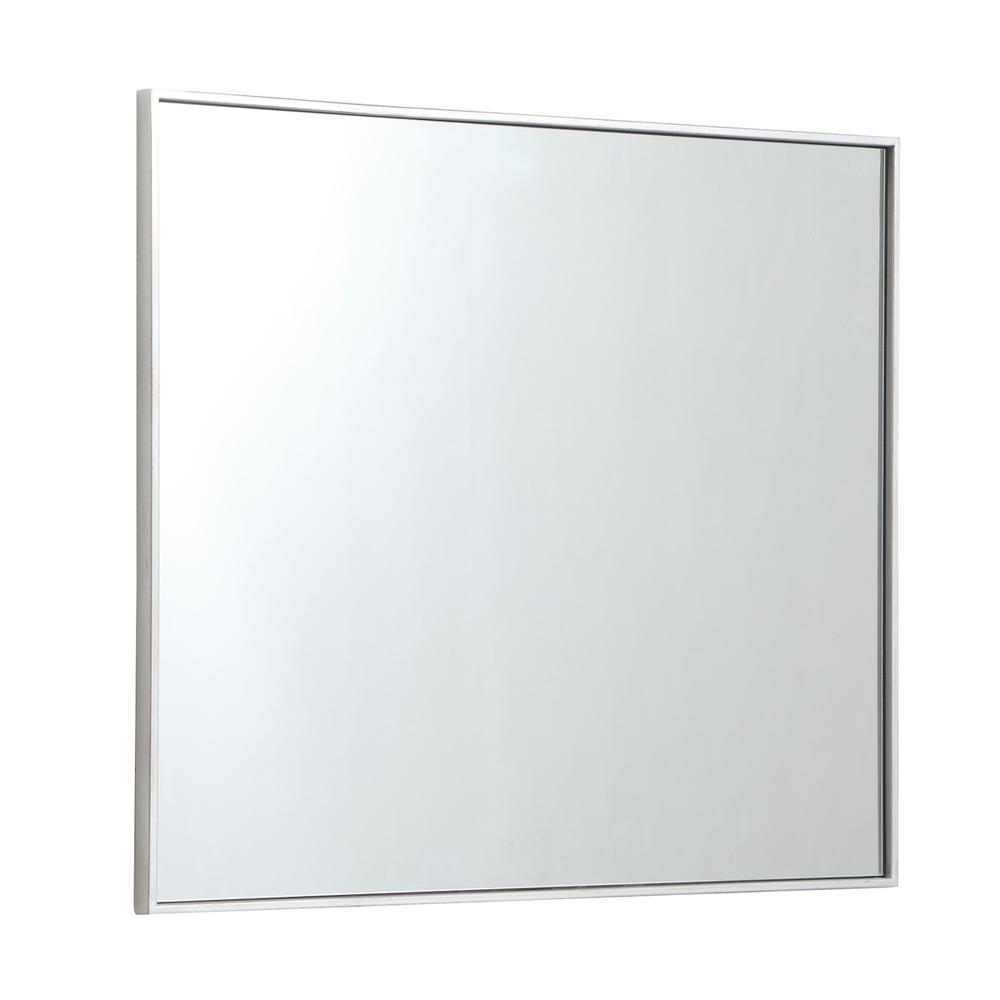 Left. Elegant Decor - Metal frame rectangle mirror 30 inch in silver - Silver.