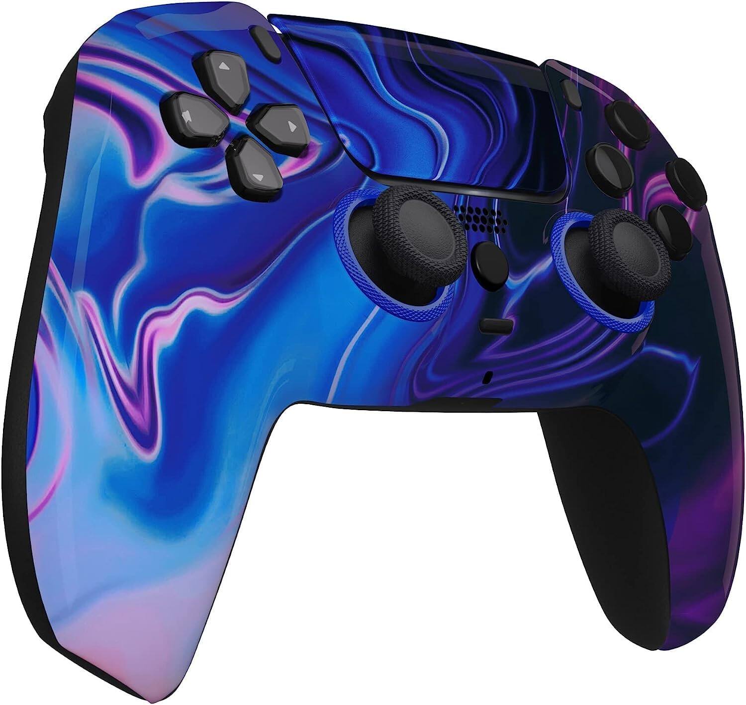 Left. Custom Controllerzz - Custom Wireless Controller for PS5 - Blue & Purple Swirl.