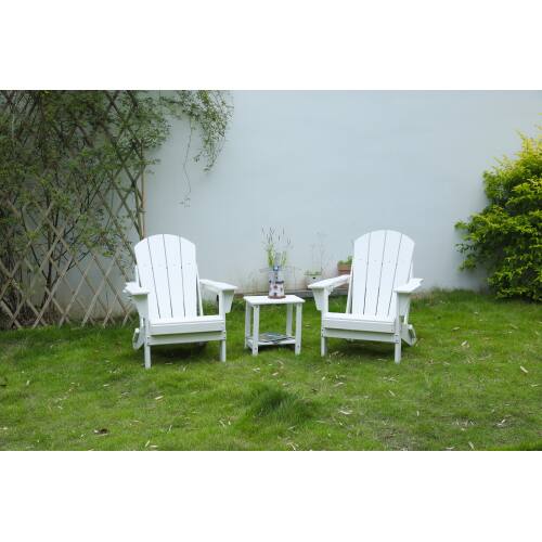 Front. GOODSILO - Folding Adirondack Chair with Side Table, 3-Piece Set (2 Chairs & 1 Table) - White.