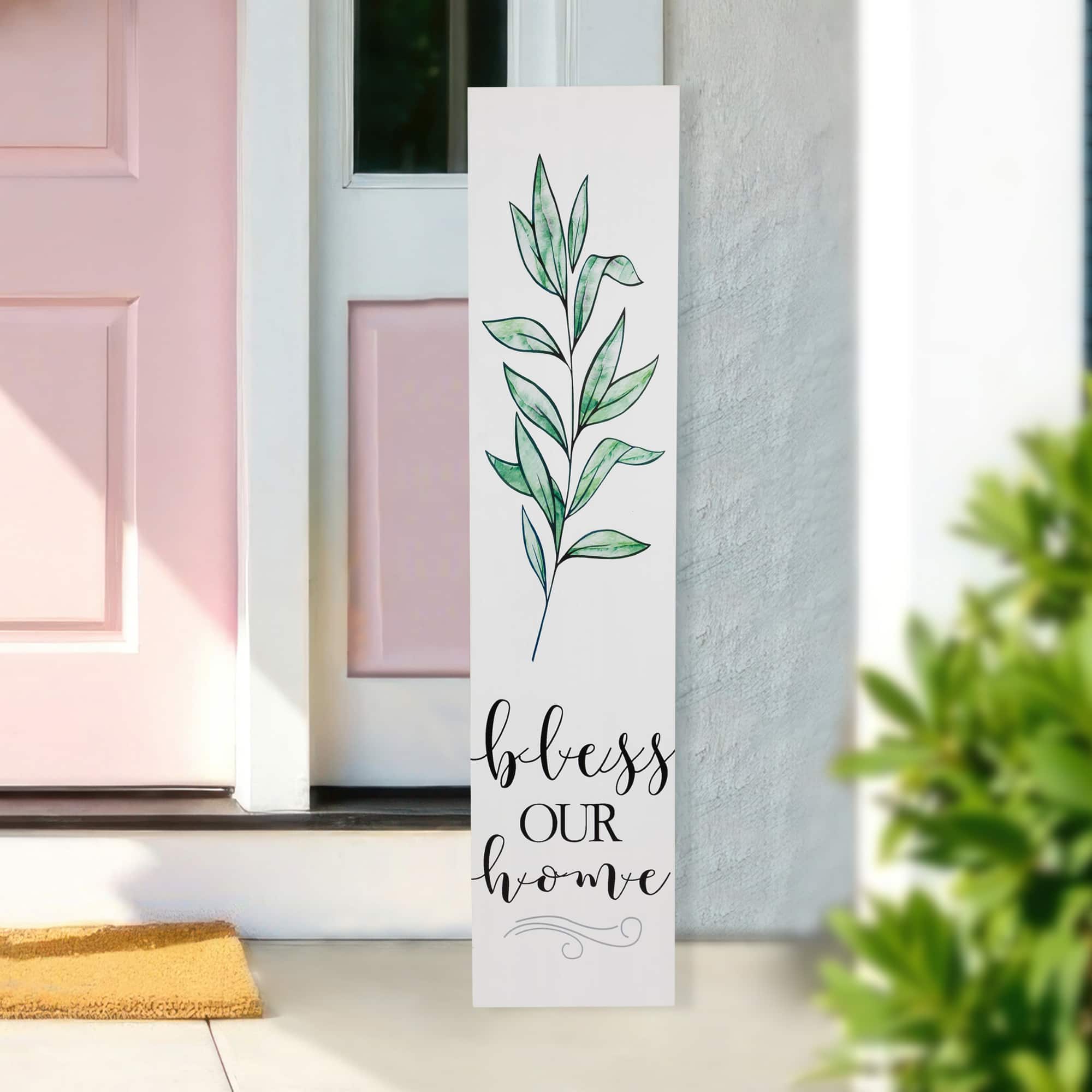 Northlight - 36" Bless Our Home Wooden Porch Board Sign Decoration - White