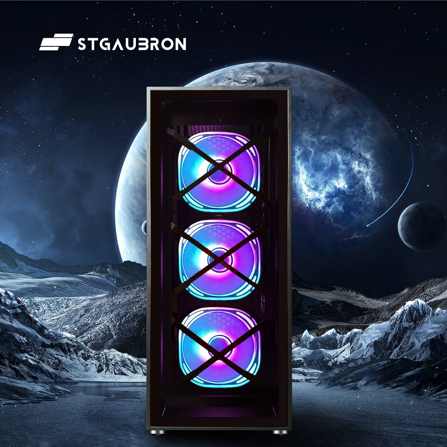 Left. STGAubron - STGAubron Gaming PC Computer Desktop, Intel Core i7 8th Gen up to 4.1Ghz, GeForce RTX3050 6G, 16G DDR4, 512G SSD, WIN11H - Black.