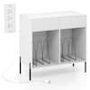 Front. Costway - Costway Large Record Player Stand with Charging Station Storage Compartments & 2 Drawers - White.