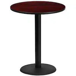 Emma + Oliver - 36" Round Laminate Table Top with 24" Round Bar Height Table Base - Mahogany