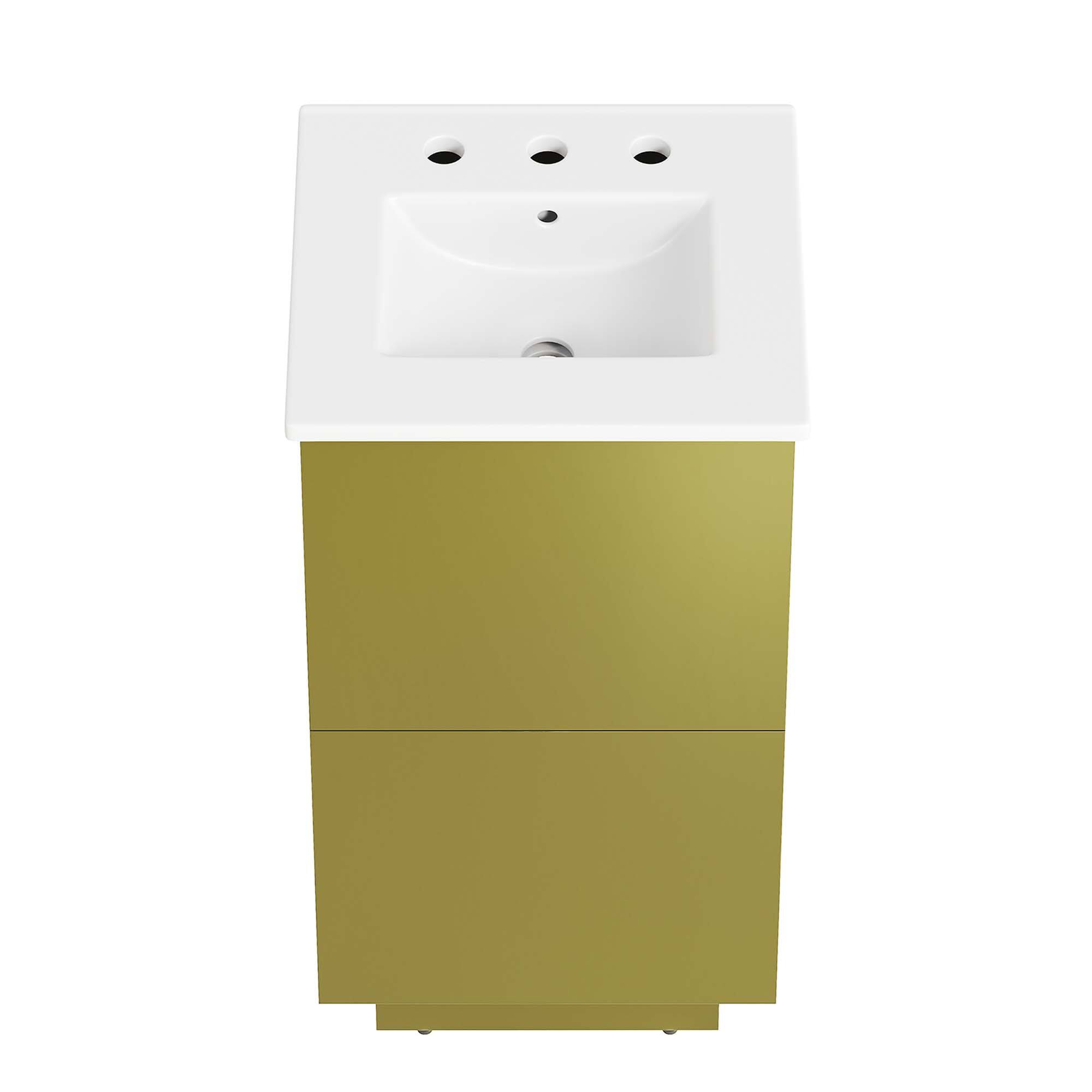 Alt View 5. Modway - Quantum Bathroom Vanity Basin Included by Modway - White Gold.