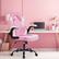 Angle. Bestier - Ergonomic Faux Leather Adjustable Reclining Swiveling PC and Racing Game Chair with Padded Arm - Pink.