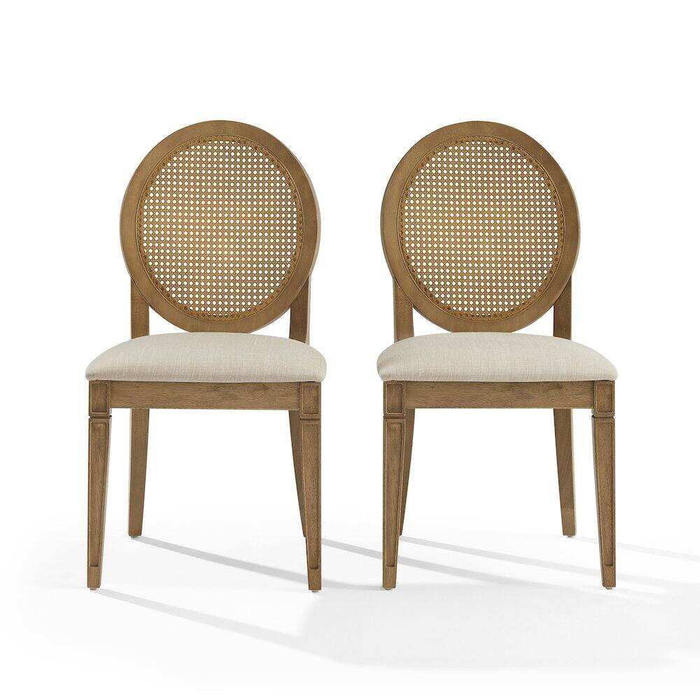 Alt View 1. Crosley Furniture - Katia 2-Piece Upholstered Cane-Back Dining Chair Set In Driftwood - Brown.