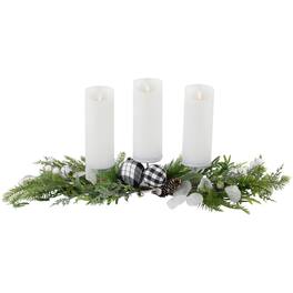 Northlight Mixed Foliage and Jingle Bell Christmas Pillar Candle Holder ...