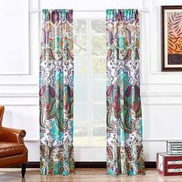 Greenland Home Fashions - Barefoot Bungalow Nirvana Window Panel Pair - 42x84" - Teal
