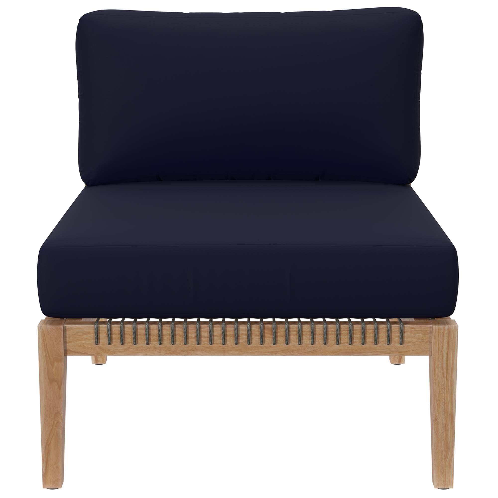 Alt View 3. Modway - Clearwater Outdoor Patio Teak Wood Armless Chair by Modway - Gray Navy.