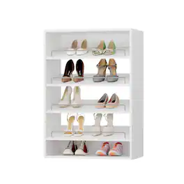 Roomtec - 25.5 in White Shoe Shelf Short Tower-Customizable Wall Mounted Modular Closet System for Bedroom Closet - White