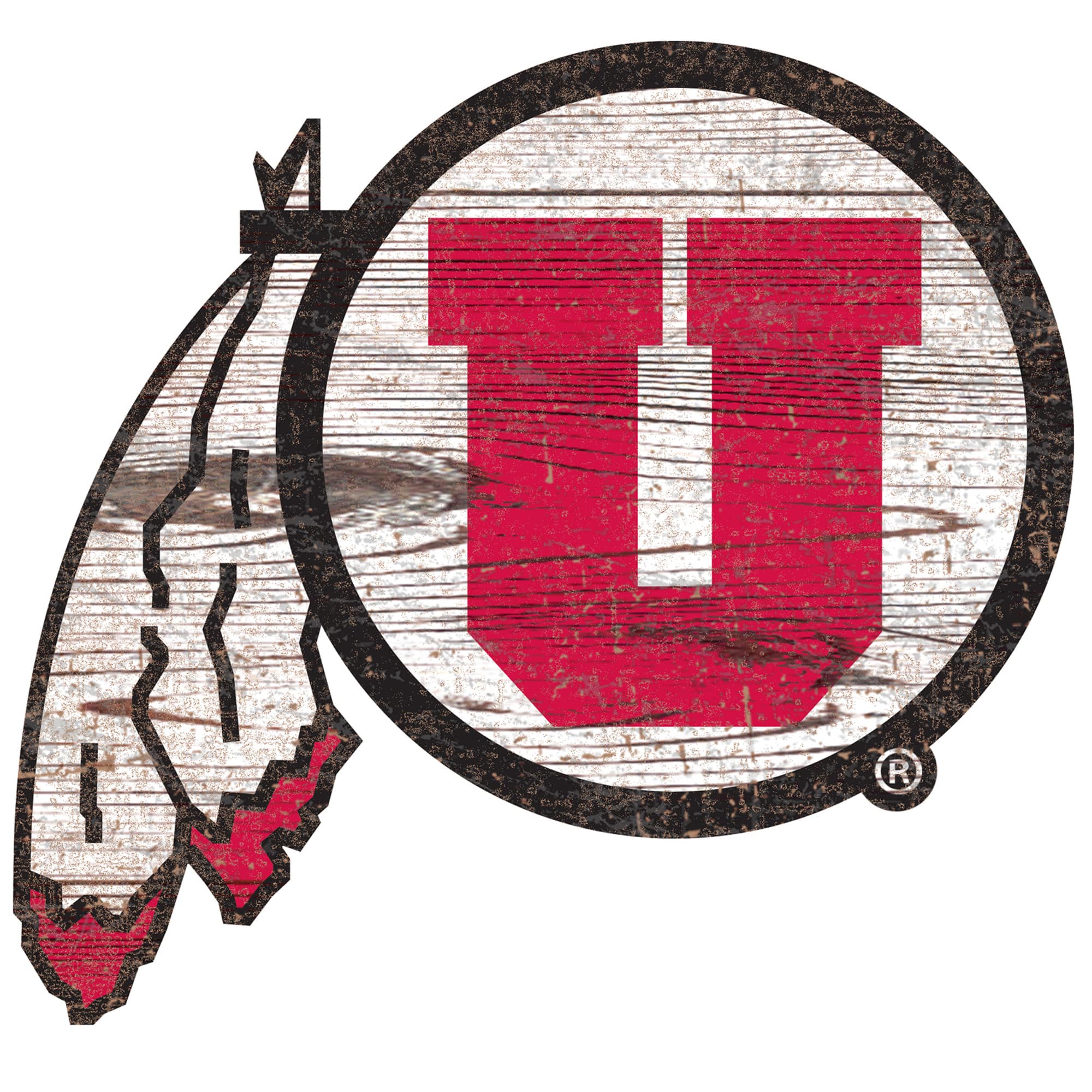Front. Fan Creations - Utah Utes Distressed Logo Cutout Sign - Multicolor.