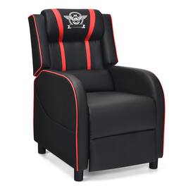 WELLFOR - Massage Racing Gaming Single Recliner Chair - Red + Black