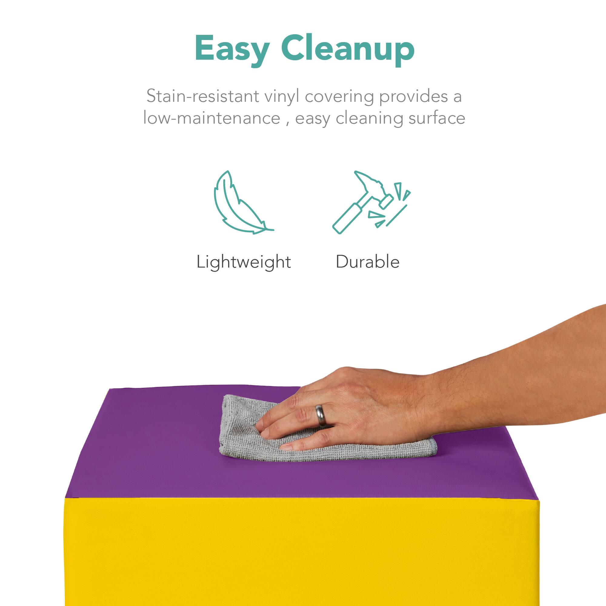 Easy Cleanup

Stain-resistant vinyl covering provides a low-maintenance, easy cleaning surface

Lightweight

Durable