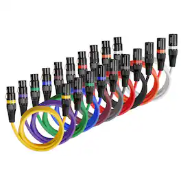 VEVOR - XLR Cable 6.5 ft, 10 Pack, Shielded Balanced DMX Male to Female Microphone Cables, 3-Pin XLR Mic Speaker Cord Wire - Colorful