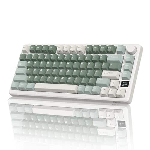 Pacoar Cade - M75 Wireless Mechanical hz/bt5 1/usb-c Gaming 75 Layout 81 Keys Gasket Mount With Oled Display Knob Rgb Backlight - Green-Viridian Switch