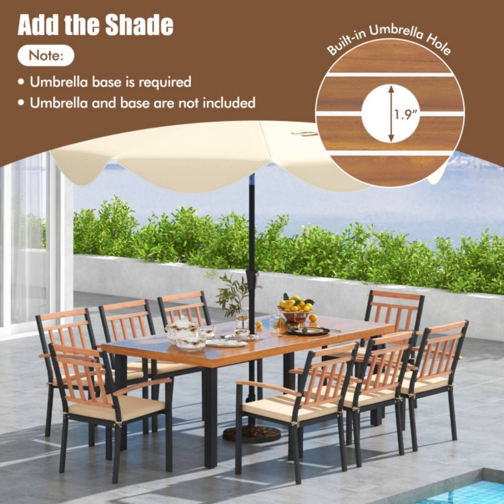 Add the Shade

Note:
- Umbrella base is required
- Umbrella and base are not included

Built-in Umbrella Hole
1.9"