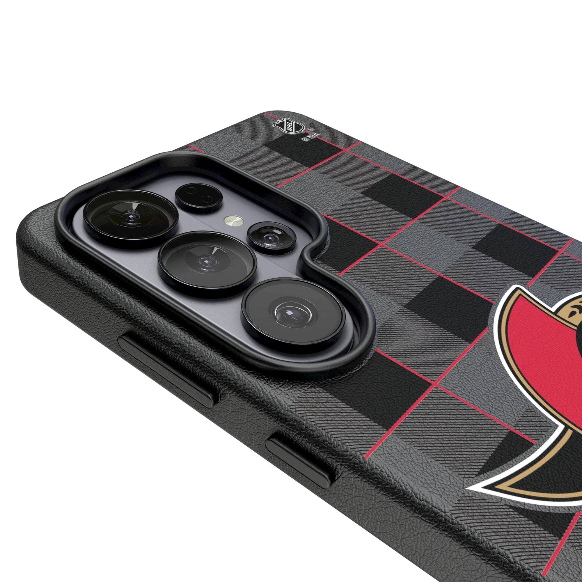 Alt View 2. Keyscaper - Ottawa Senators Plaid Galaxy Magnetic Bump Case - S25 Ultra - Black.