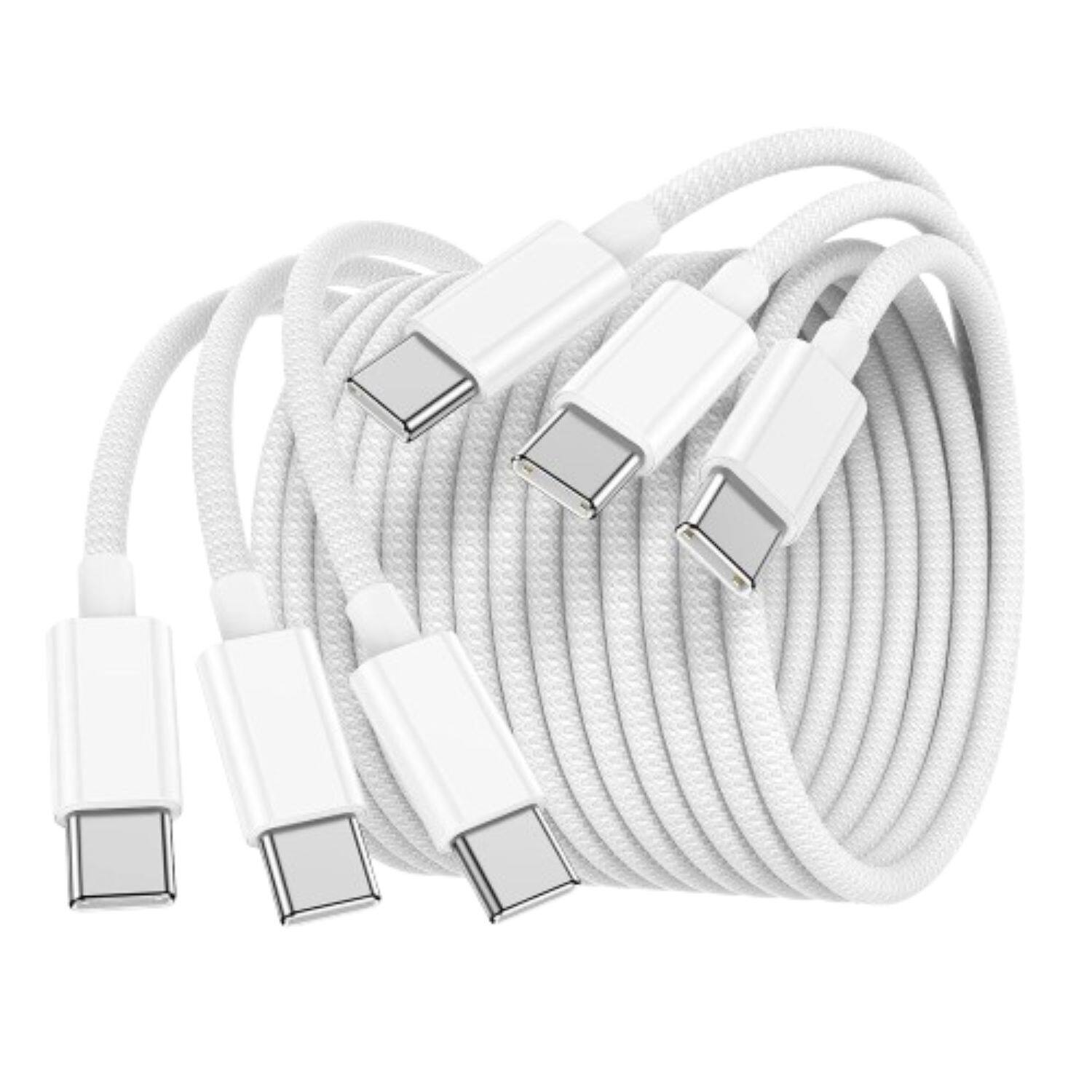 Front. Stock Preferred - 3-Pack USB-C to USB-C 60W Fast Charging & Data Cables (6ft) for iPhone 15/16/17, iPad, MacBook, Samsung.